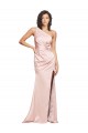 Full Length Ruched Formal Silky Satin Bridesmaid Dress / Prom Dress with Low Back and High Split UK