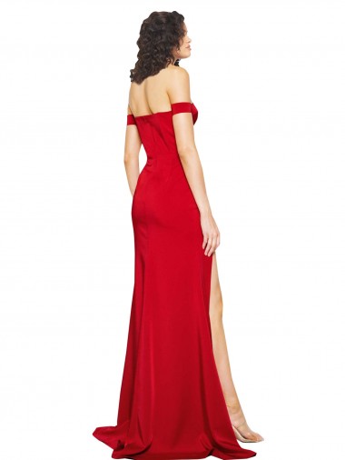 Off the Shoulder Sweetheart Bustier Style Formal Silky Satin Bridesmaid Dress / Prom Dress with Side Split UK