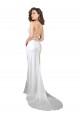 Simple Lace Up Back Cowl Neck Long Sweep Train Silky Satin Beach Wedding Dress UK