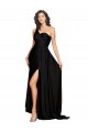 Floor Length One Shoulder Formal Silky Satin Bridesmaid Dress / Prom Dress with Side Slit UK
