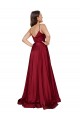 Deep V-Neck Sweetheart Long Formal Silky Satin Bridesmaid Dress / Prom Dress with Thigh High Slit UK