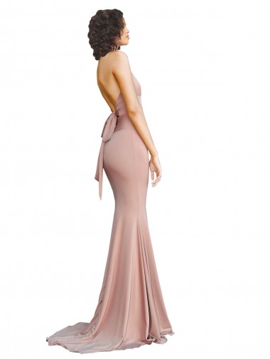 Deep V-Neck Mermaid Low Back Long Formal Spandex Bridesmaid Dress / Prom Dress UK
