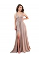 Long A-Line Plunge V-Neckline Formal Spandex Bridesmaid Dress / Prom Dress with Slit UK