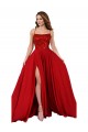 Lace Over Bodice Long Spandex Bridesmaid Dress / Prom Dress with Slit UK