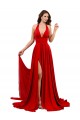 High Slit A-Line Halter Long Formal Spandex Bridesmaid Dress / Prom Dress Open Back UK