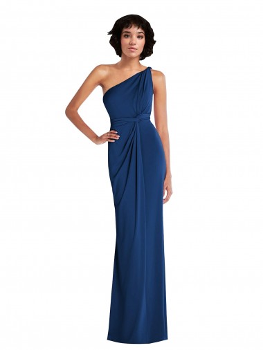 Grecian Inspired One Shoulder Twist Draped Maxi Spandex Bridesmaid Dress / Prom Dress UK