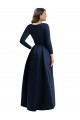 Long Sleeves Wrapped Formal Spandex Bridesmaid Dress / Prom Dress with High Low Full Skirt and Pockets UK