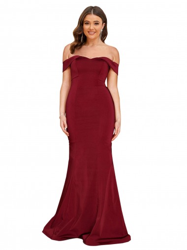 Off Shoulder Sleeves Sweetheart Neckline Long Formal Spandex Bridesmaid Dress / Prom Dress UK