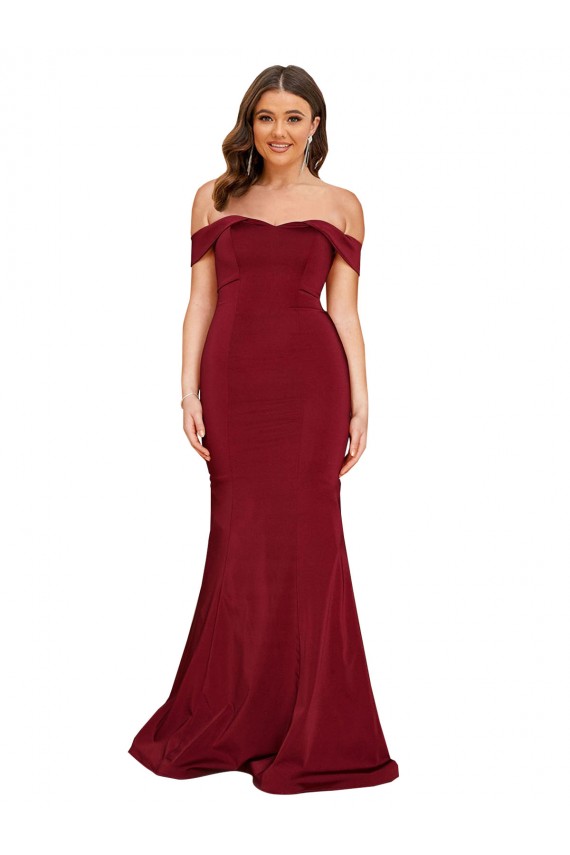 Off Shoulder Sleeves Sweetheart Neckline Long Formal Spandex Bridesmaid Dress / Prom Dress UK