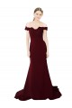 Full Length Off the Shoulder Formal Crepe Bridesmaid Dress / Prom Dress with Lace On Bodice and Back UK
