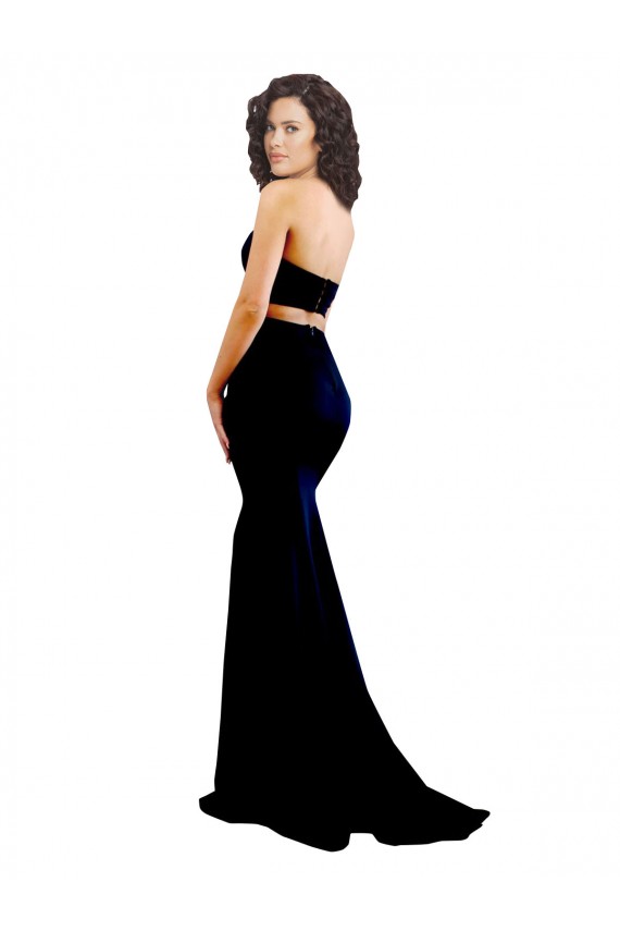 Two Piece High Neck Formal Crepe Bridesmaid Dress / Prom Dress UK