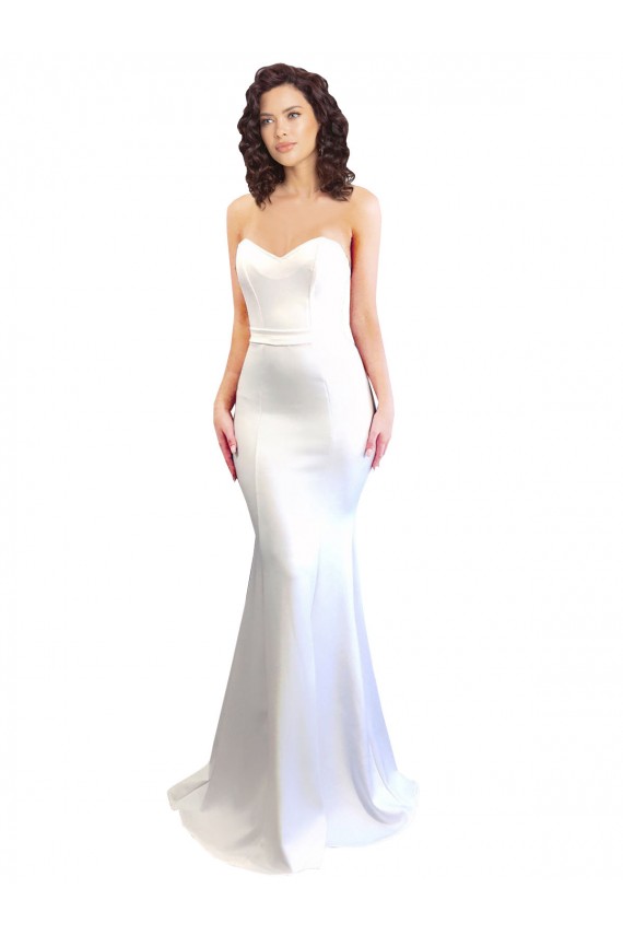 Sweetheart Strapless High Neck Long Formal Crepe Bridesmaid Dress / Prom Dress UK