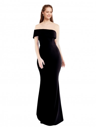 Asymmetrical Draped Off the Shoulder Banded Formal Crepe Bridesmaid Dress / Prom Dress UK