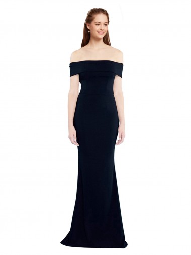 Off the Shoulder Fitted Formal Crepe Bridesmaid Dress / Prom Dress with Back Cut Out UK