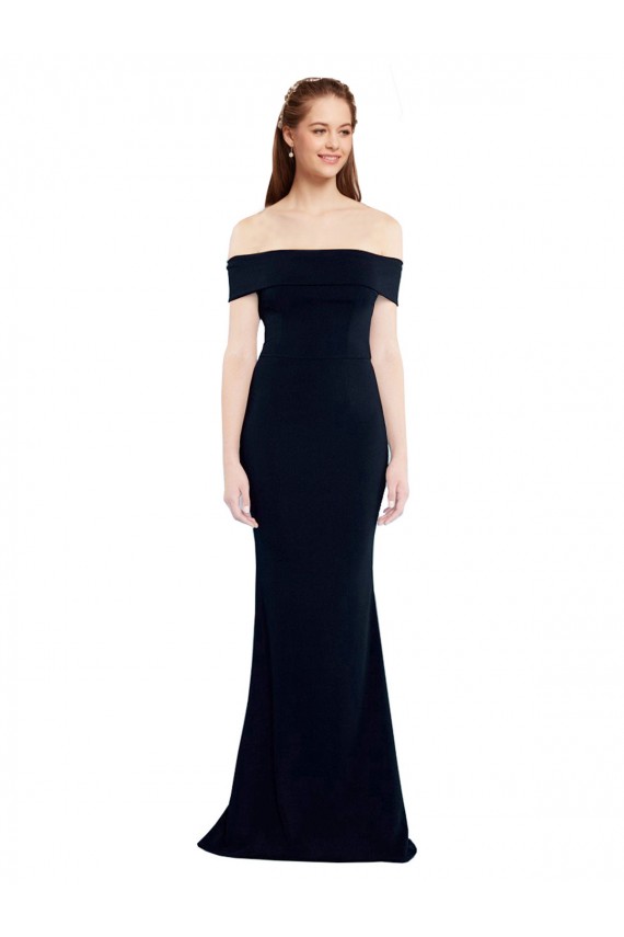 Off the Shoulder Fitted Formal Crepe Bridesmaid Dress / Prom Dress with Back Cut Out UK