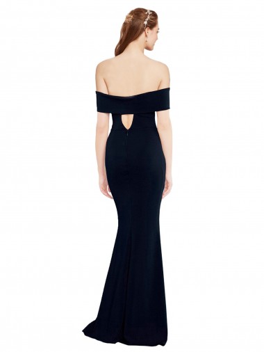 Off the Shoulder Fitted Formal Crepe Bridesmaid Dress / Prom Dress with Back Cut Out UK