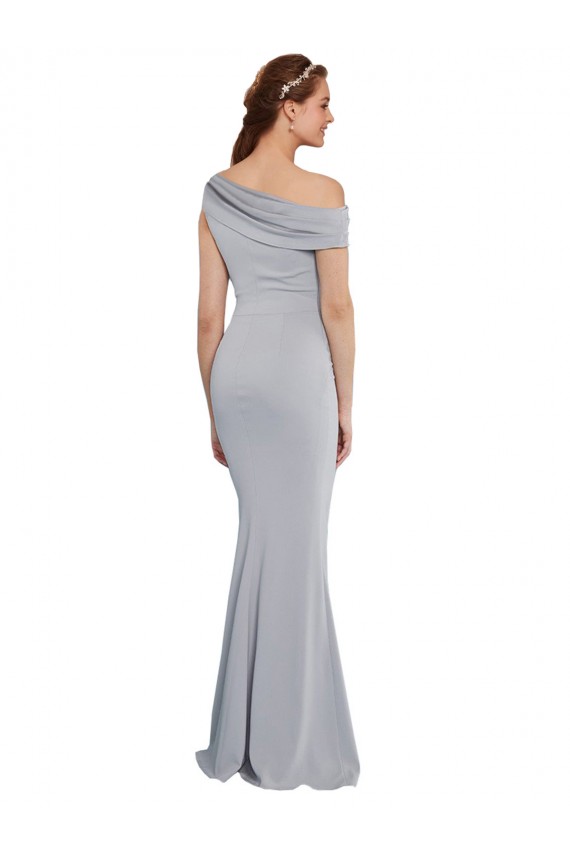 Off the Shoulder Asymmetrical Mermaid Formal Crepe Bridesmaid Dress / Prom Dress UK