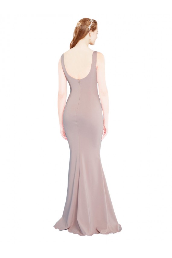 Sleeveless Scoop Neck Fully Lined Formal Crepe Bridesmaid Dress / Prom Dress UK