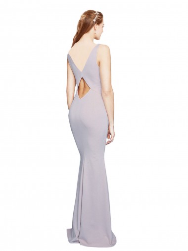 Cut-Out Back V-Neckline Mermaid Formal Crepe Bridesmaid Dress / Prom Dress Keyhole Back UK