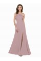 High Neck Crepe Bridesmaid Dress / Prom Dress with Pleats and Keyhole Back UK