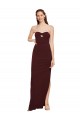 Twisted Strapless Keyhole Long Formal Crepe Bridesmaid Dress / Prom Dress with Slit UK