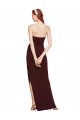 Twisted Strapless Keyhole Long Formal Crepe Bridesmaid Dress / Prom Dress with Slit UK