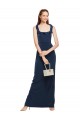 Scoop Neck with Ruffles Long Formal Crepe Bridesmaid Dress / Prom Dress with Back Slit UK