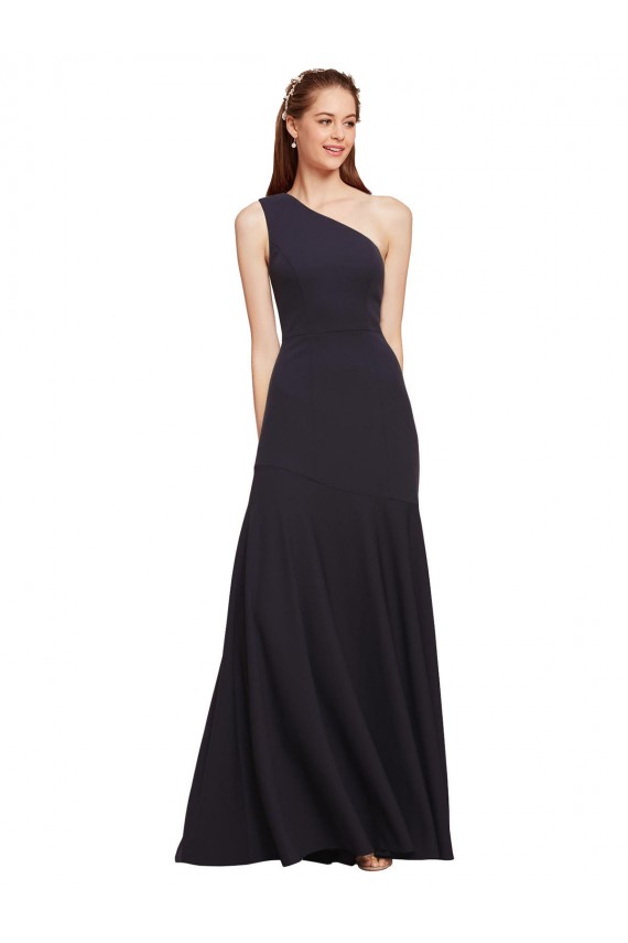 Fit and Flare Formal Crepe Bridesmaid Dress / Prom Dress with One Shoulder UK