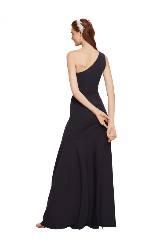 Fit and Flare Formal Crepe Bridesmaid Dress / Prom Dress with One Shoulder UK
