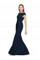 Fit and Flare Long Formal Crepe Bridesmaid Dress / Prom Dress with Tie Open Back UK