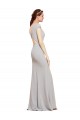 Fit and Flare Long Formal Crepe Bridesmaid Dress / Prom Dress with Tie Open Back UK