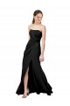 Strapless Fit and Flare Long Formal Crepe Bridesmaid Dress / Prom Dress with Knot and Slit UK