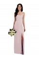 Spaghetti Strap V Back Formal Crepe Bridesmaid Dress / Prom Dress with Front Slit UK