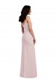 Spaghetti Strap V Back Formal Crepe Bridesmaid Dress / Prom Dress with Front Slit UK