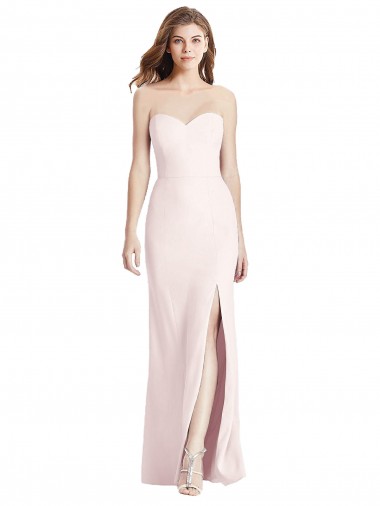 Strapless Crepe Trumpet Bridesmaid Dress / Prom Dress with Front Slit UK