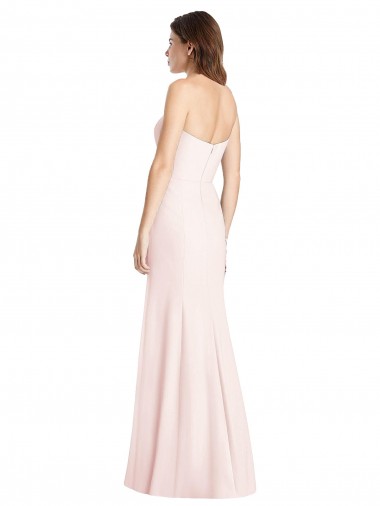 Strapless Crepe Trumpet Bridesmaid Dress / Prom Dress with Front Slit UK