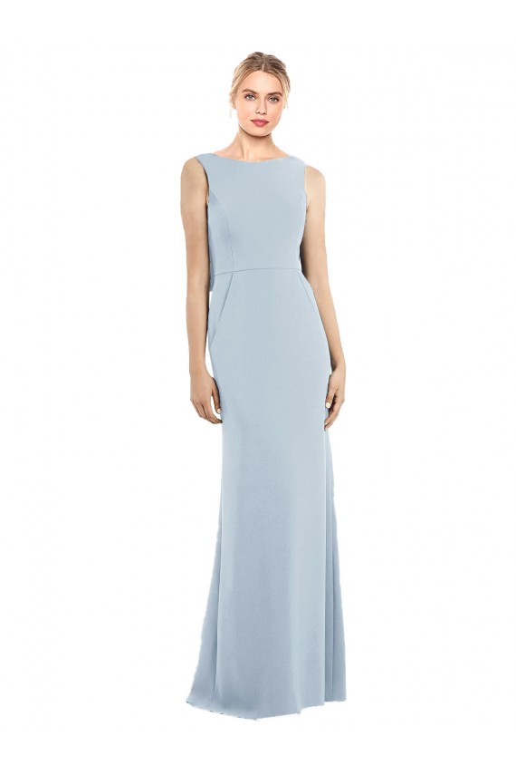 Draped Backless Crepe Bridesmaid Dress / Prom Dress with Pockets UK