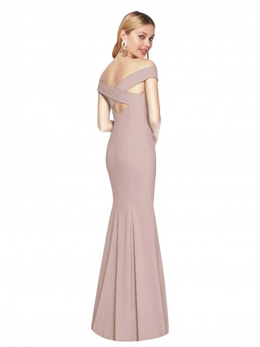 Off the Shoulder Criss Cross Back Trumpet Bridesmaid Dress / Prom Dress UK