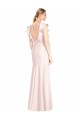 Ruffle Cap Sleeves Open Back Trumpet Bridesmaid Dress / Prom Dress UK