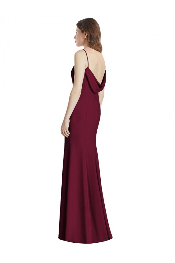 Open Cowl Back Bateau Neck Trumpet Bridesmaid Dress UK