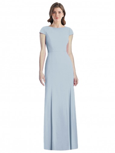 Bateau Neck Cap Sleeves Open Back Trumpet Bridesmaid Dress / Prom Dress UK