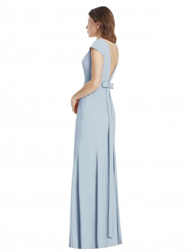Bateau Neck Cap Sleeves Open Back Trumpet Bridesmaid Dress / Prom Dress UK