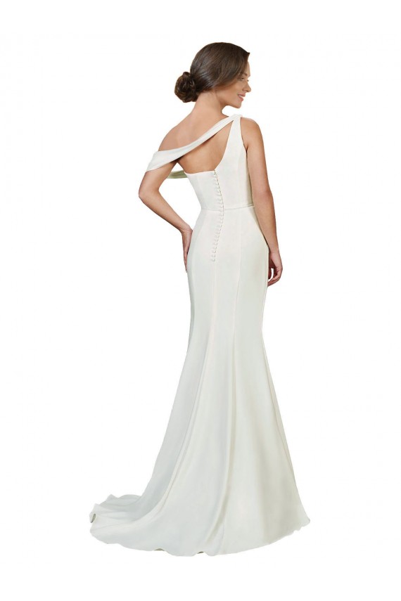 One Shoulder Formal Crepe Bridesmaid Dress / Prom Dress with Draped Off the Shoulder Strap UK