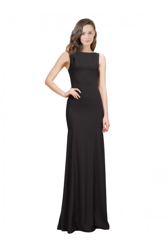 Sleeveless Bateau Neckline Crepe Bridesmaid Dress / Prom Dress with Twist Back UK