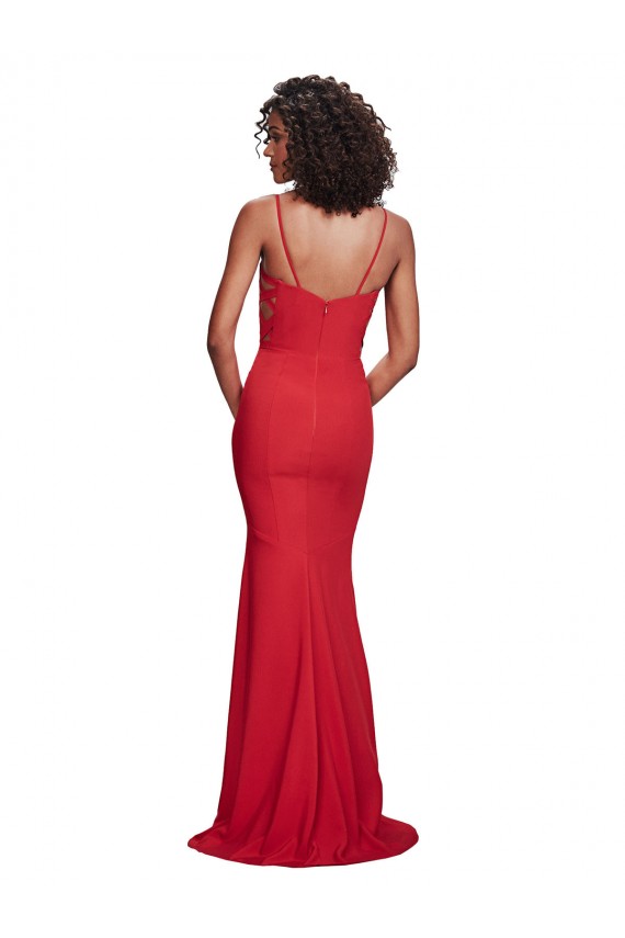 Spaghetti Strap Slip Neckline Formal Crepe Bridesmaid Dress / Prom Dress UK