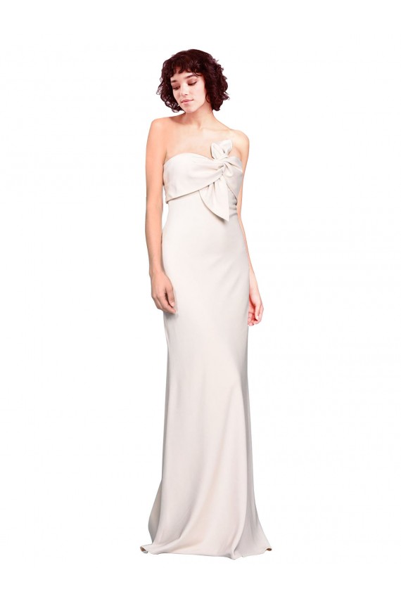 Strapless Crepe Fitted Bridesmaid Dress / Prom Dress with Twist Bow UK