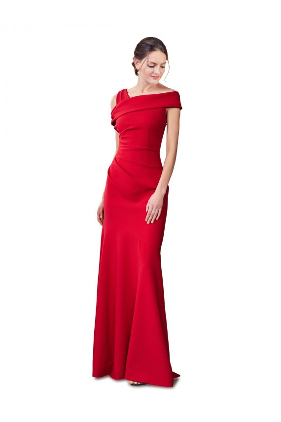 Sleeveless Ruched Formal Crepe Mermaid Bridesmaid Dress / Prom Dress with Off The Shoulder Detail UK