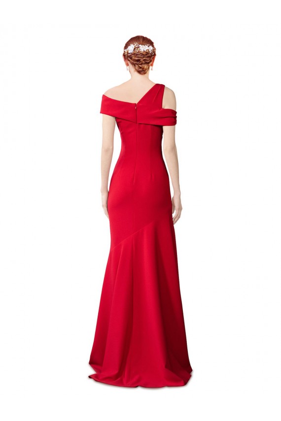 Sleeveless Ruched Formal Crepe Mermaid Bridesmaid Dress / Prom Dress with Off The Shoulder Detail UK