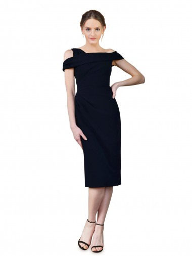 Draped Cross Shoulder Stretch Formal Crepe Cocktail Dress / Homecoming Dress UK