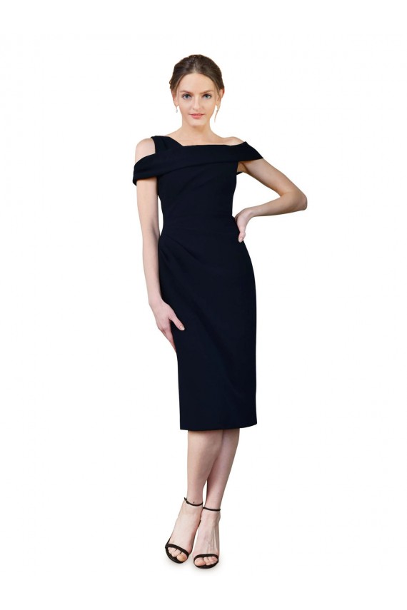 Draped Cross Shoulder Stretch Formal Crepe Cocktail Dress / Homecoming Dress UK